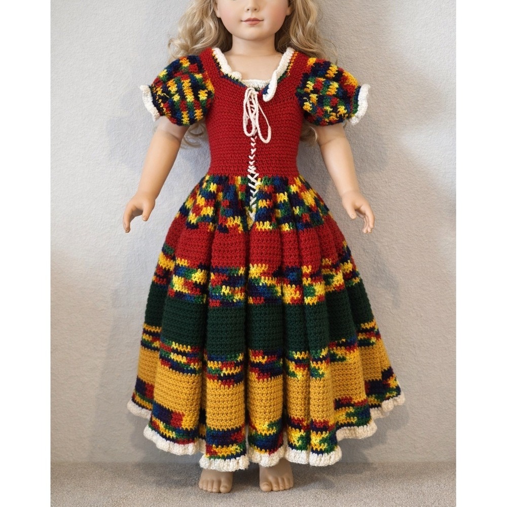 Handmade Crochet Dress for Large Vintage Doll 33" – Folk‎ Art Display